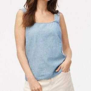 J. Crew Blue Denim Style Tank Top Wide Strap Size Small